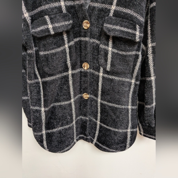 Z Supply Black White Plaid Tucker Shirt Jacket Relaxed Fit Size XS - Picture 8 of 15